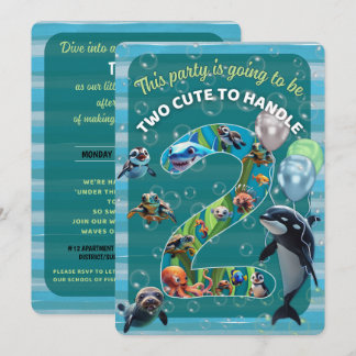 2 Cute 2 Handle Rounded Corner Birthday Invitation