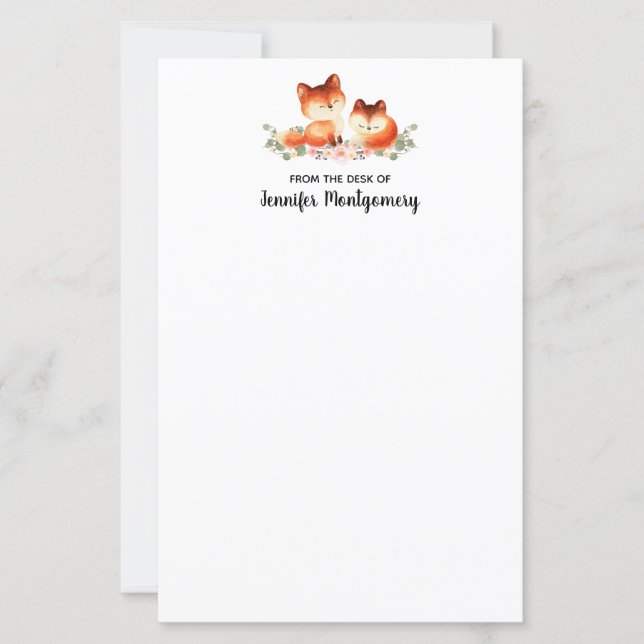 2 Cute Little Red Foxes Watercolor Design (Front)