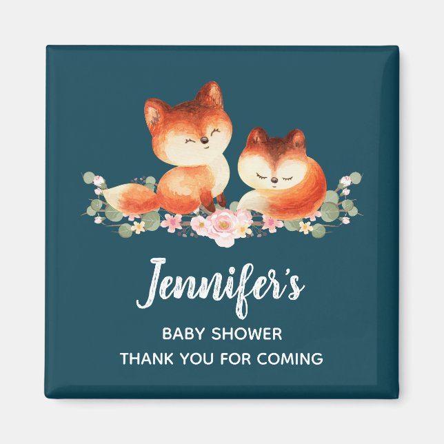 2 Cute Little Red Foxes Watercolor Design Favour Magnet (Front)