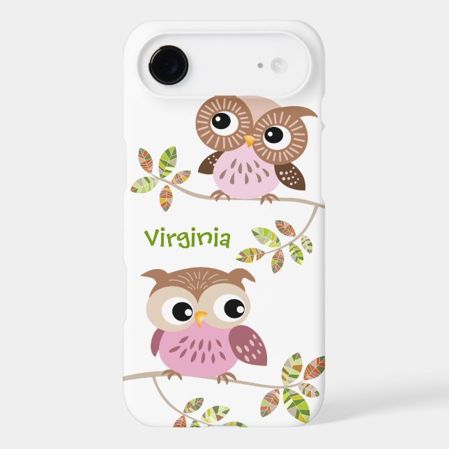 2 Cute Owls on Colourful Branches iPhone 6 case (Back)