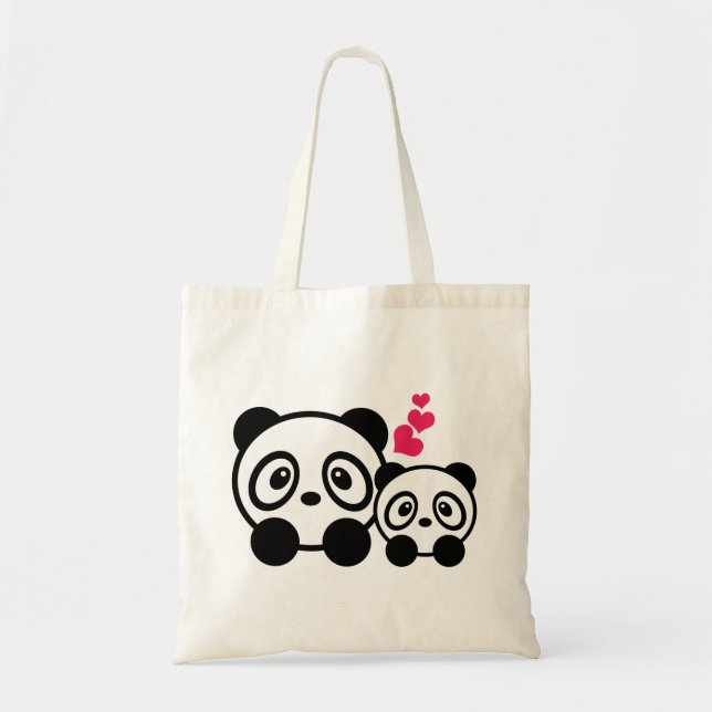2 Cute Pandas Tote Bag (Front)
