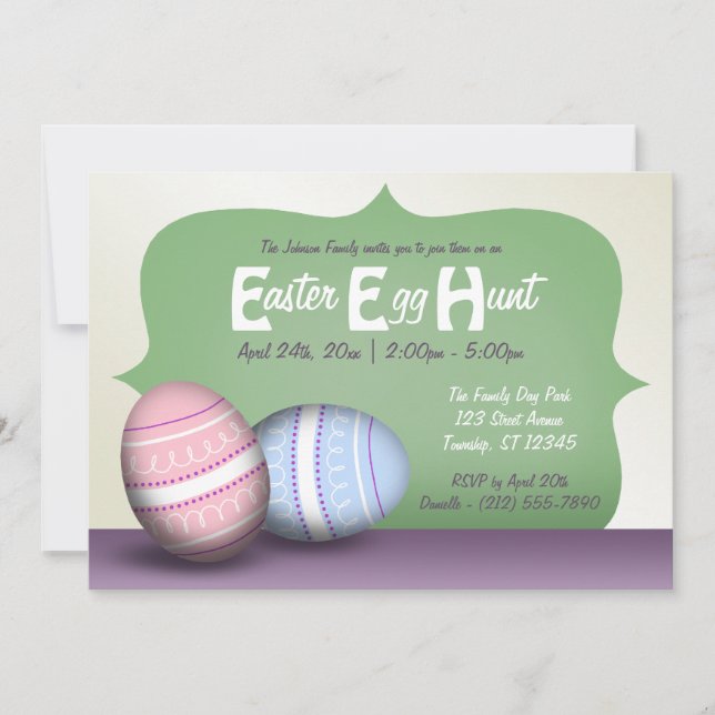 2 Decorated Eggs - Easter Egg Hunt Invitations (Front)