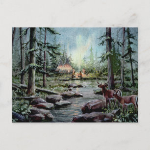 2 DEER WATCH by SHARON SHARPE Postcard