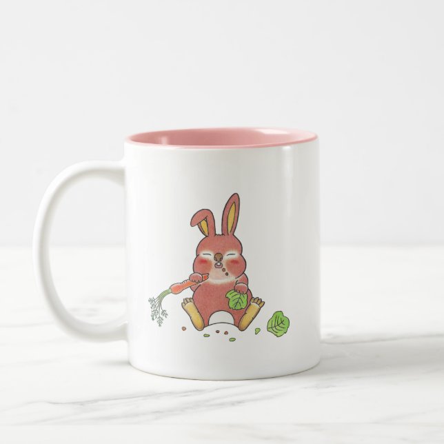 2 designs Cute hungry & sleepy baby bunny Mug  (Left)