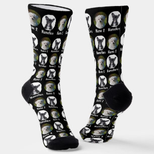 2 Dogs 2 Names Personalised Dog Photo Black Socks