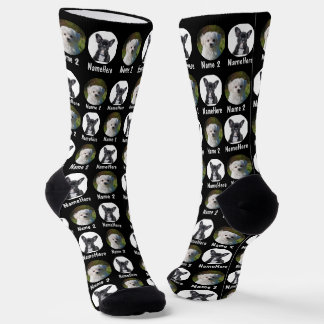 2 Dogs 2 Names Personalised Dog Photo Black Socks