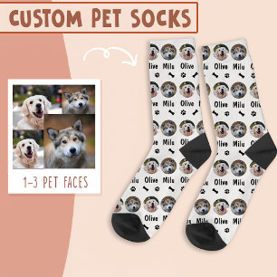 2 Dogs 2 Names Personalised Dog Photo on White Socks