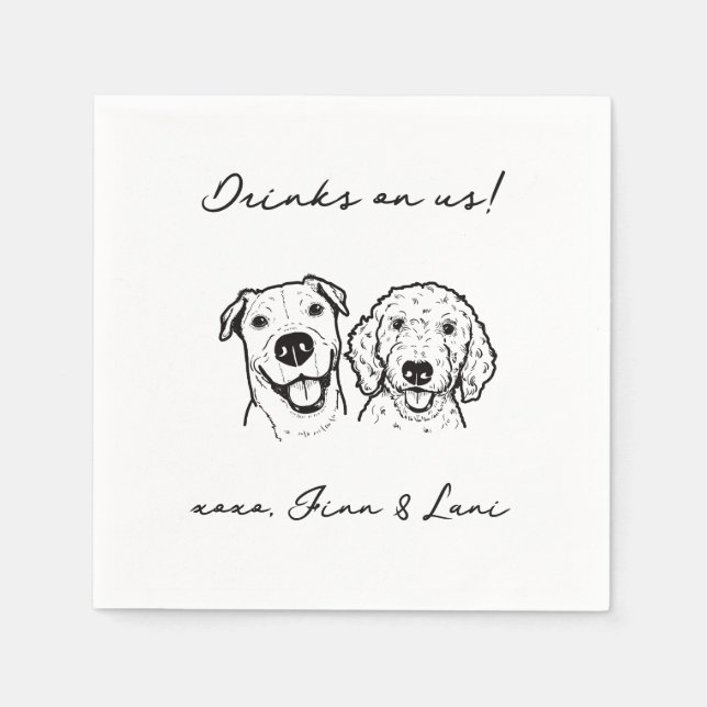 2 Dogs Faces Dog Bar Drinks on Us Pet Wedding  Nap Napkin (Front)