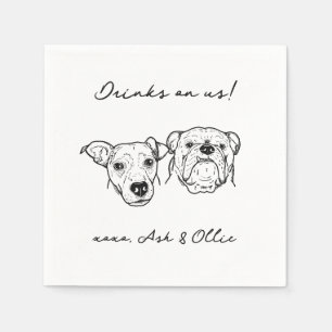 2 Dogs Faces Dog Bar Drinks on Us Pet Wedding  Napkin