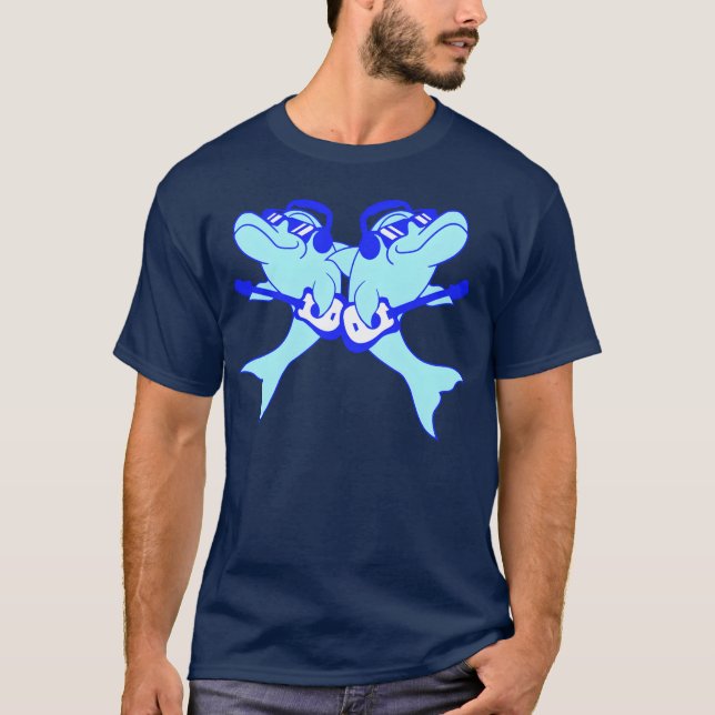 2 Dolphinswo Friends Playing Guitar Bandeam friend T-Shirt (Front)
