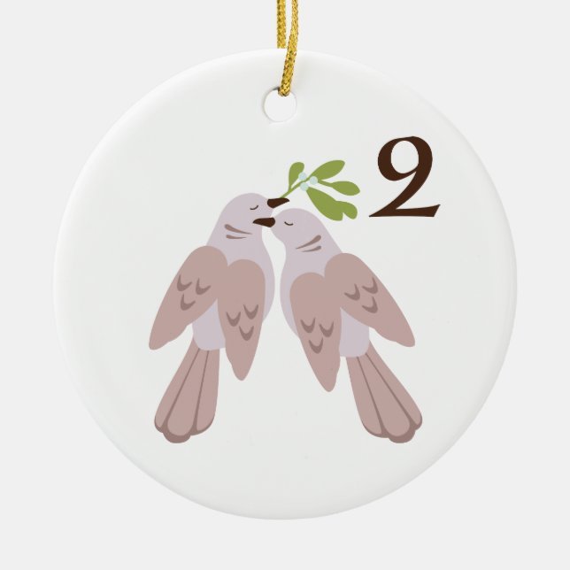 2 Doves Ceramic Tree Decoration (Front)