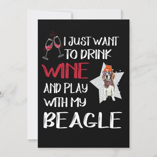 2 Drink Wine And Play With My Beagle Invitation (Front)