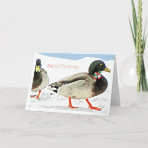 2 ducks w bells n holly copy-Christmas Humour Holiday Card