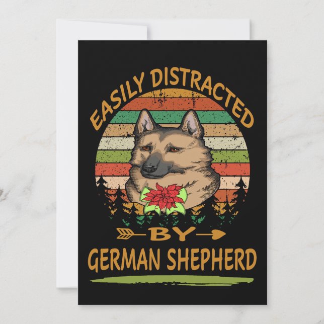 2 Easily Distracted By German Shepherd Holiday Card (Front)