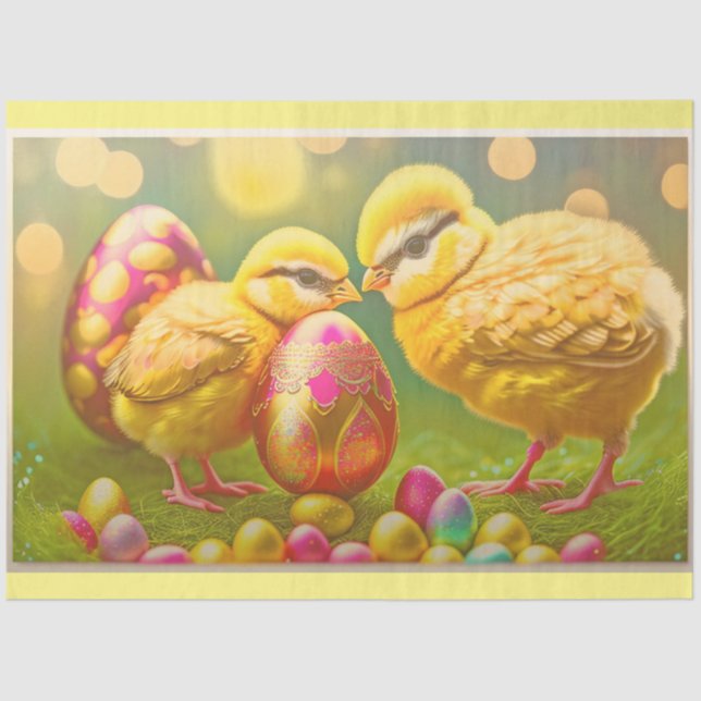 2 Easter Chicken And Eggs Collection Tissue Paper (Front)