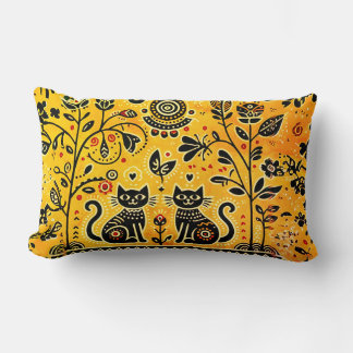 2 egypt cats with piramids lumbar cushion