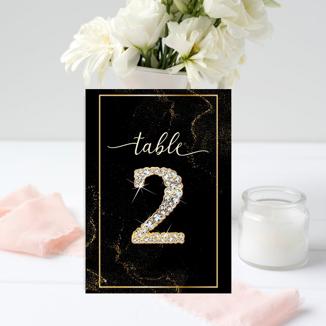 2 Elegant Diamond Printable Table Numbers (Creator Uploaded)
