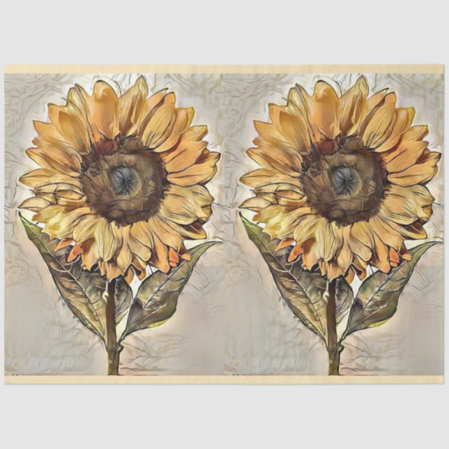 2 Elegant Luxury Watercolor Sunflowers Collection Tissue Paper (Front)