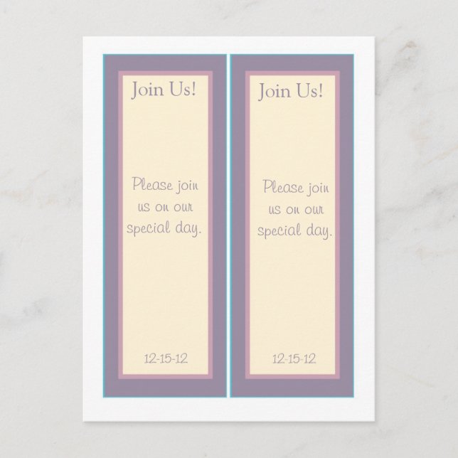 2 Elegant Purple Wedding Save Date Bookmark Announcement Postcard (Front)