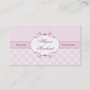 #2 Elegant Vintage Pink White Damask Stripes Business Card