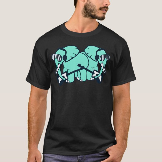 2 Elephantswo Friends Playing Guitar Bandeam gift T-Shirt (Front)