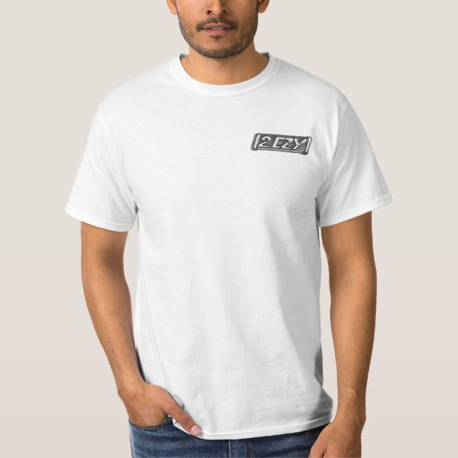 2 EZY mens industrial glass logo white t-shirt (Front)