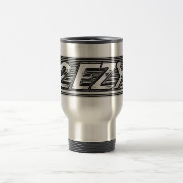 2 EZY too easy clear chrome effect graphic Travel Mug (Center)