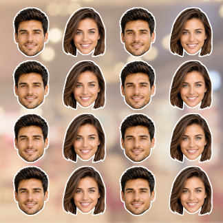 2 Face Cutout Photos Custom-Cut Vinyl Sticker
