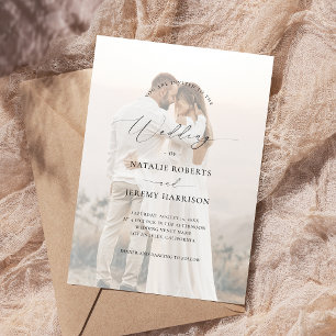 2 Faded Pictures White Photo Overlay Wedding Invitation