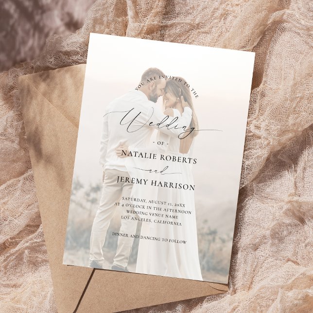 2 Faded Pictures White Photo Overlay Wedding Invitation (Creator Uploaded)