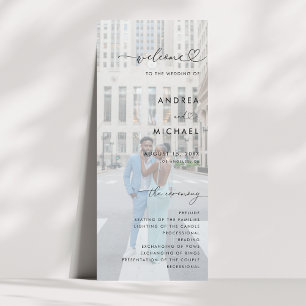 2 Fading Photos Romantic Heart Script Chic Wedding Programme