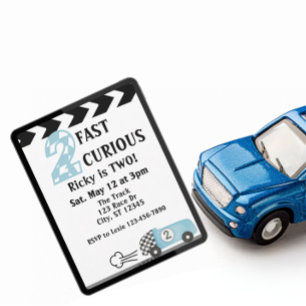 2 Fast 2 Curious, Race Car 2nd Birthday Invitation