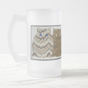 2 Fat Cats #1 Frosted Glass Beer Mug