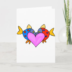 2 Fish Kissing Holiday Card