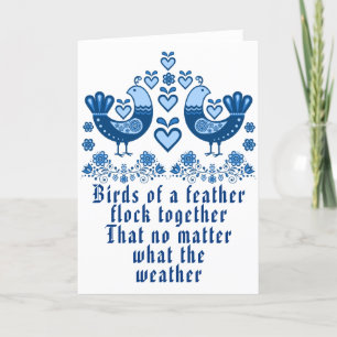 2 Folk birds/Birds of a feather, add your own text Thank You Card