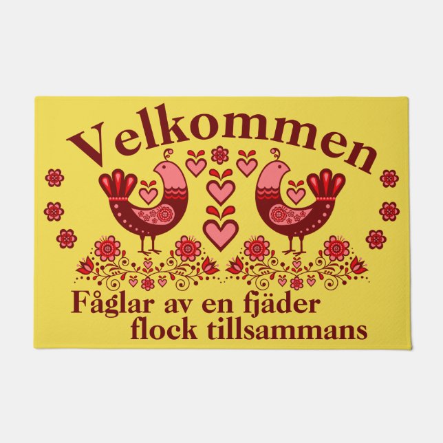 2 Folk Fåglar av en fjäder, Velkommen/rød Doormat (Front)