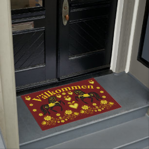 2 Folk Friesian, gold/brick Valkommen, welcome Doormat