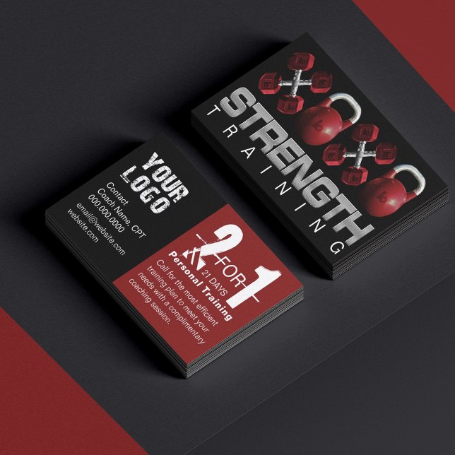 2 for 1 Discount Business Cards (Custom personal training 2 for 1 special business cards)