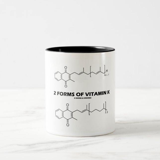 2 Forms Of Vitamin K (Chemical Molecules) Two-Tone Coffee Mug (Center)