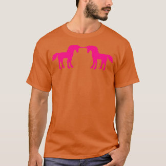 2 friends fighting enemies fight unicorn pink hors T-Shirt
