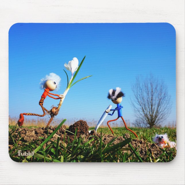 2 Fubby's planting a sphere of crockery. Mouse Mat (Front)