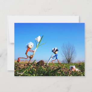 2 Fubby's planting a sphere of crockery. Postcard