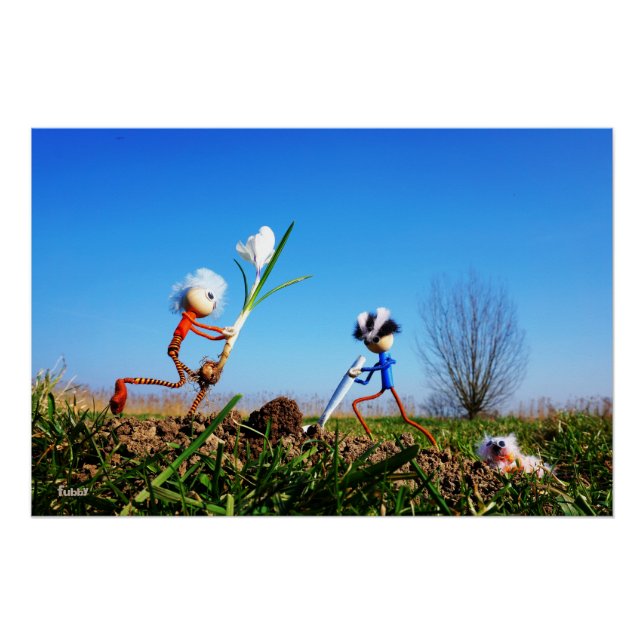 2 Fubby's planting a sphere of crockery. Poster (Front)