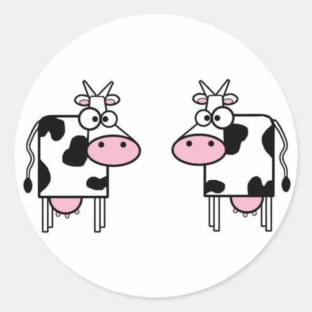 2 funny cows classic round sticker (Front)
