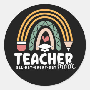 2- Funny Teacher Mode Teaching Gift for Teacher Classic Round Sticker