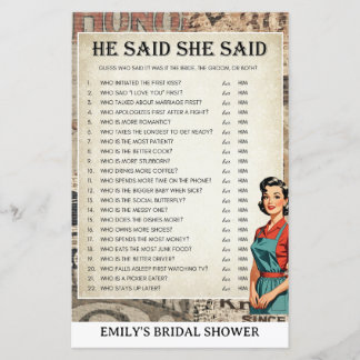 2 Games - 1950's Housewife Bridal Shower Games