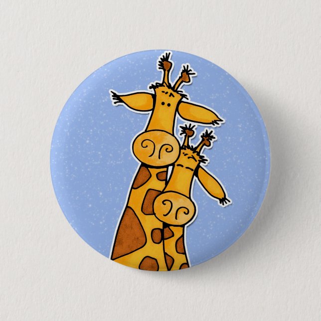 2 giraffes 6 cm round badge (Front)