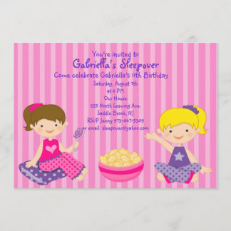2 Girls Sleepover Birthday Invitation