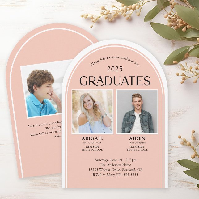2 Graduates Double Graduation Arch Invitation (Creator Uploaded)