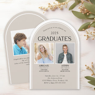 2 Graduates Double Graduation Arch Invitation